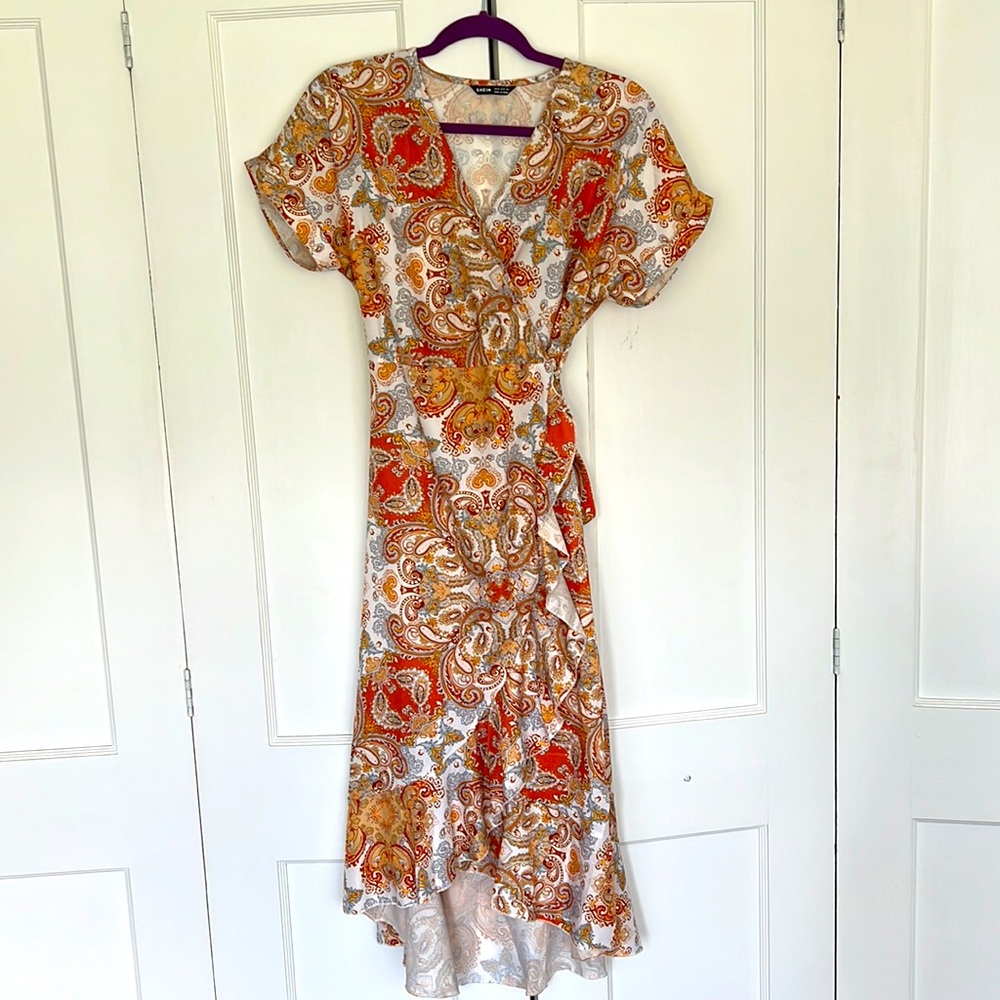 Shein Paisley Print Wrap Dress